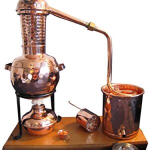 Legale Kupfer-Destille "Kalif" - 0,5 Liter mit Aromakorb, Thermometer & Spiritusbrenner